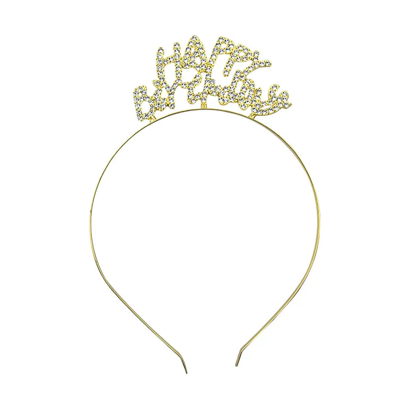 Gold Happy Birthday Headband – 1 Piece
