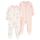 Lot de 2 Grenouillères en Coton Carter's - Rose