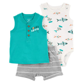 Ensemble 3 Pièces Carter's - Bleu Sarcelle & Gris