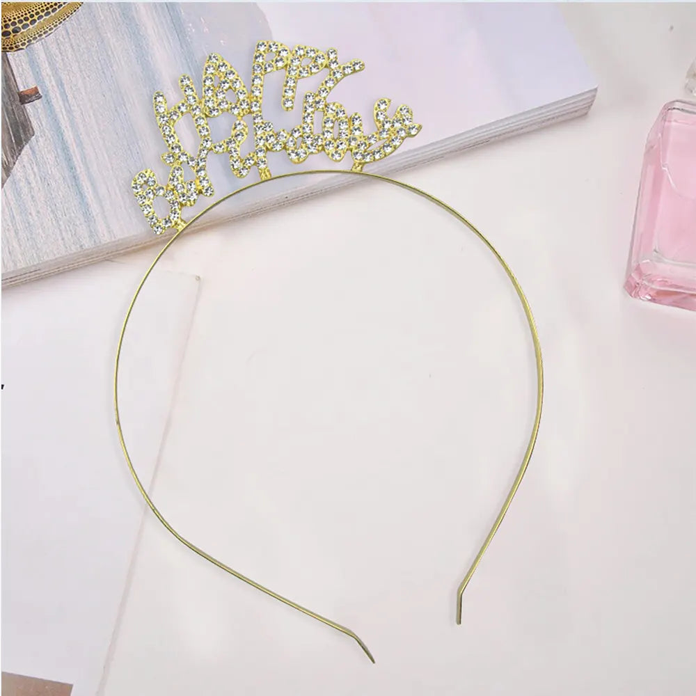 Gold Happy Birthday Headband – 1 Piece