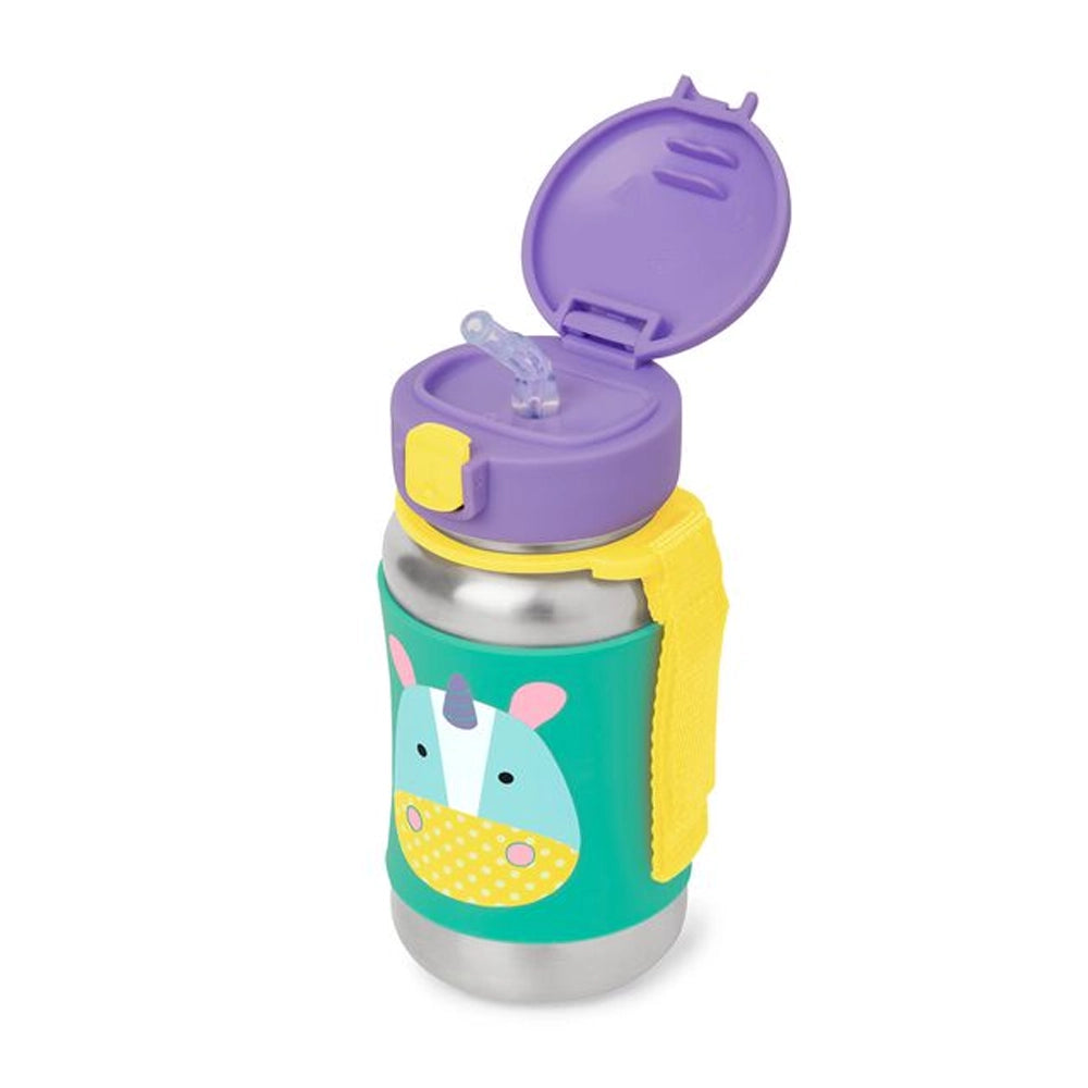 Skip Hop Gourde avec Paille en Acier Inoxydable 350ml - Licorne
