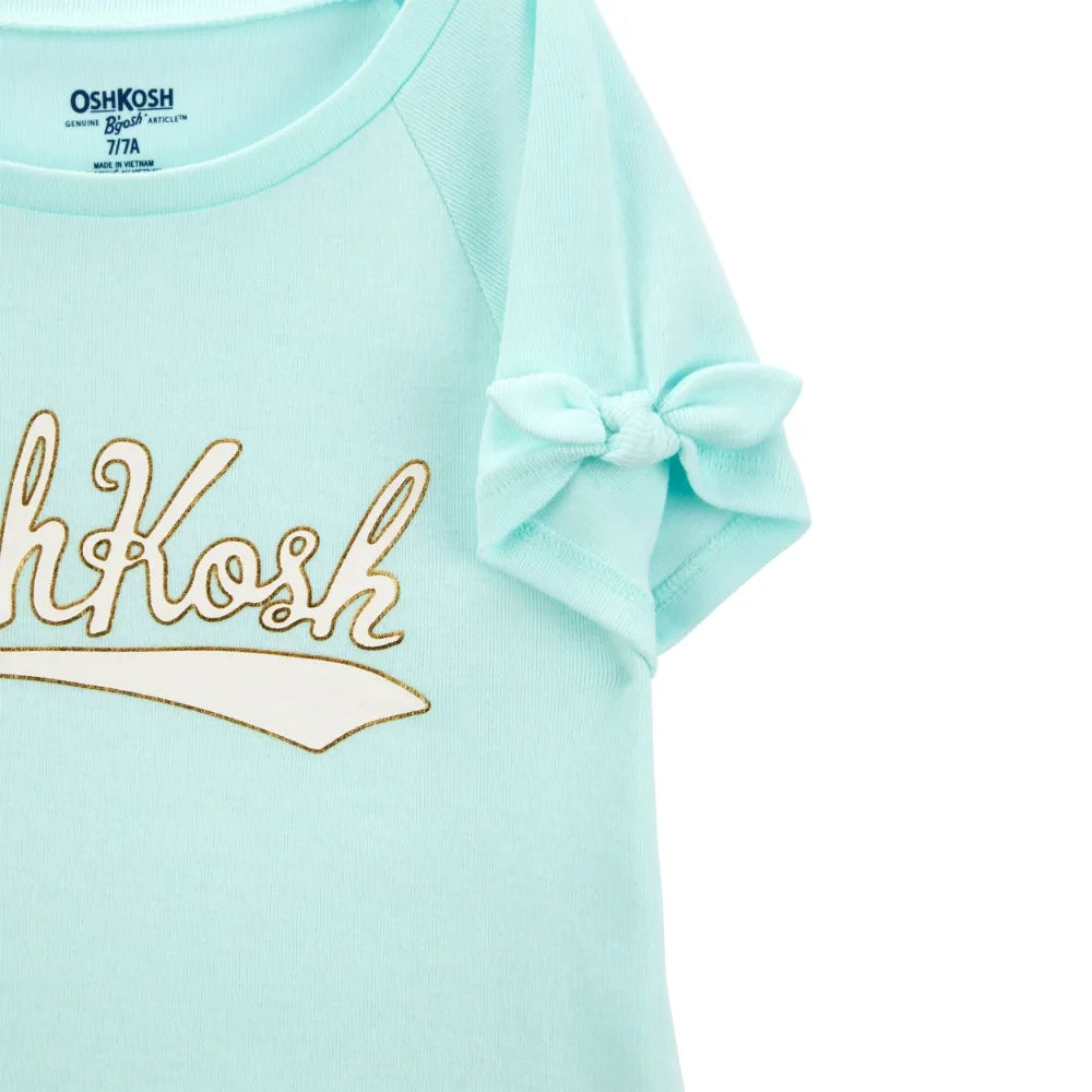 OshKosh Girl's Logo Tie-Sleeve T-shirt - Green