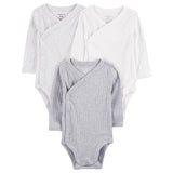 Lot de 3 Bodies à Manches Longues Carter's - Gris & Blanc