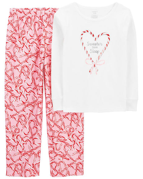 Pyjama 2 Pièces En Coton Et Polaire Carter's - Rose & Blanc
