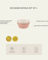 Set de 4 Bols Biosourcées Citron - Rose & Crème