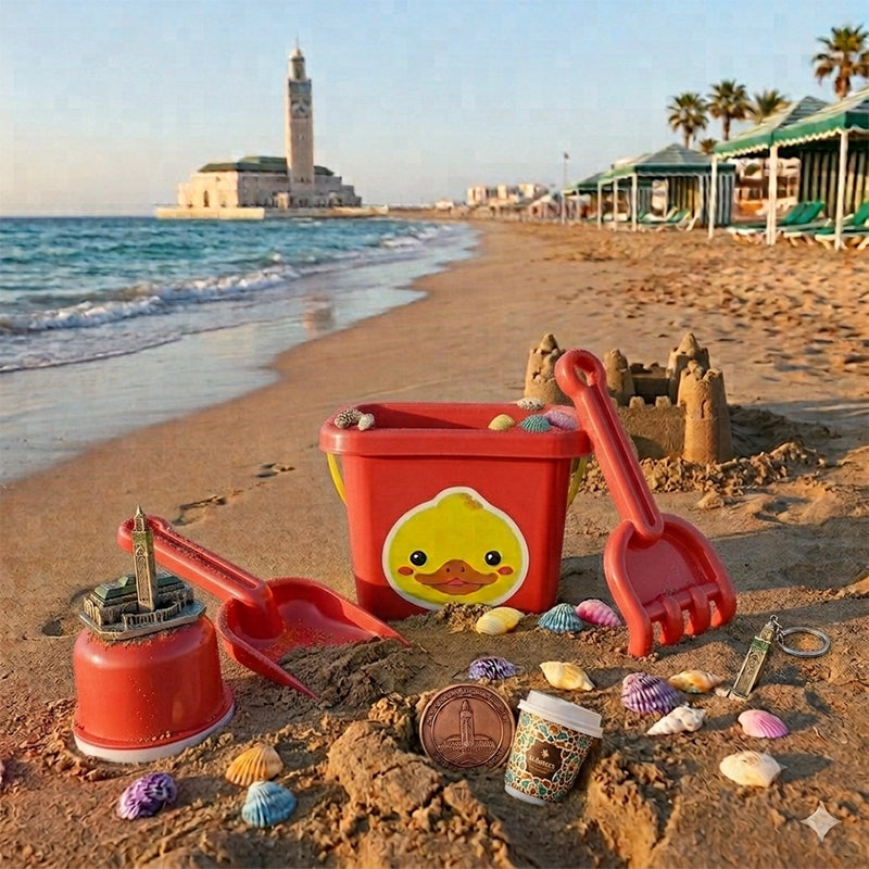 Seau de Plage avec Accessoires Multicolores - Rouge