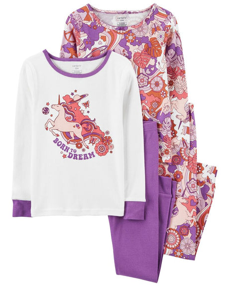 Pyjama 4 Pièces En Coton Licorne Carter's - Violet & Blanc