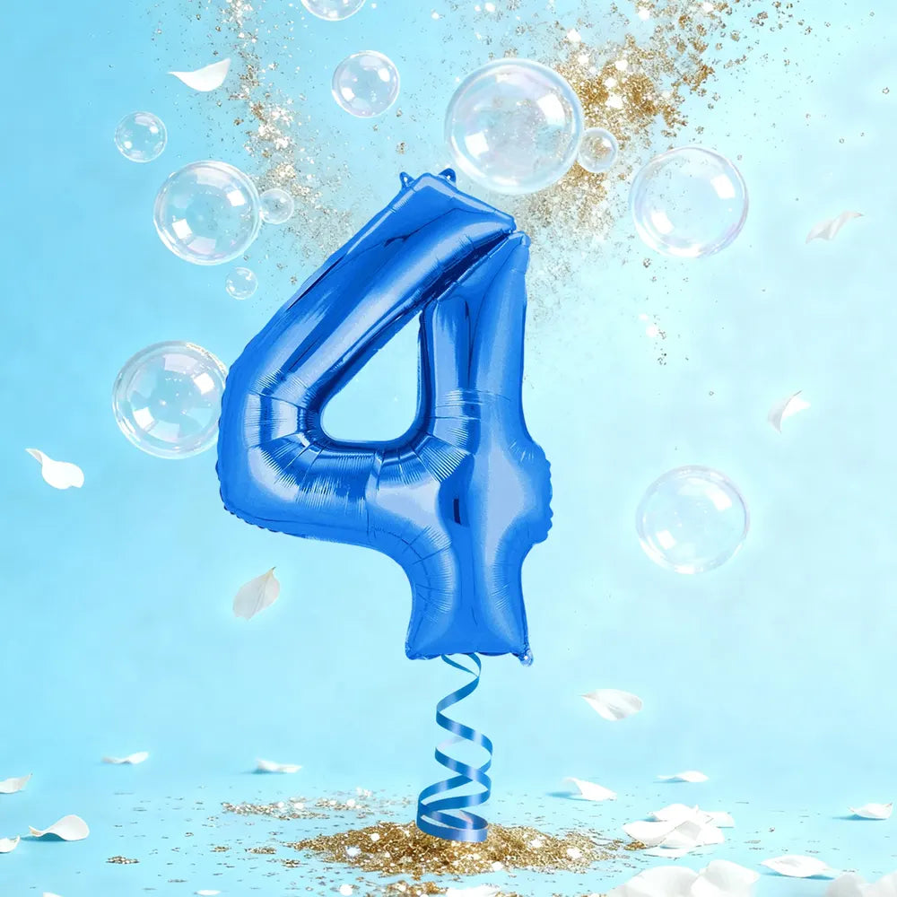 Blue Aluminum Number 4 Balloon – 86cm