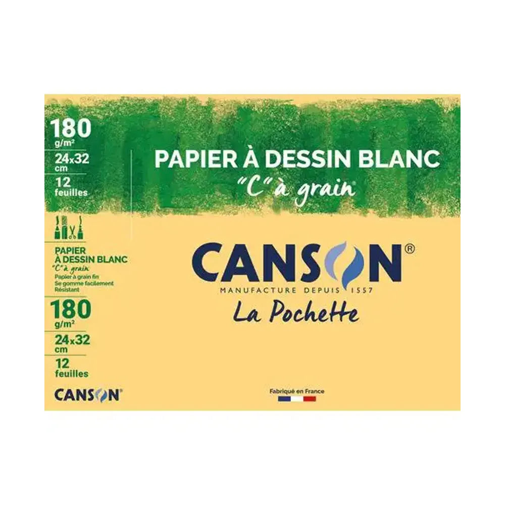 Canson Carpeta con 12 Hojas de Papel de Dibujo A4 - 180 g/m²