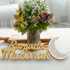 Boîte Lumineuse en Bois Ramadan Mubarak