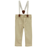 Pantalon à bretelles en sergé bébé garçon - Kaki