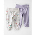 Lote de 2 pantalones de jogging de algodón orgánico para bebé niña Little Planet - Mariposa y lila