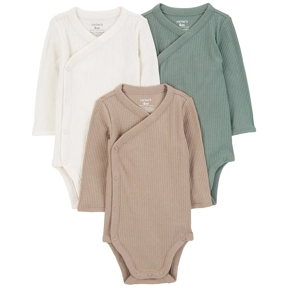 Lot de 3 bodys pression côté manches longues