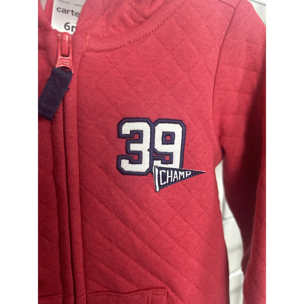 Combinaison rouge à manches longues bébé en double maille style sportif