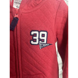 Combinaison rouge à manches longues bébé en double maille style sportif