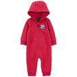 Combinaison rouge à manches longues bébé en double maille style sportif