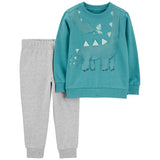 Ensemble 2 pièces bébé : pull motif dinosaure et pantalon de jogging