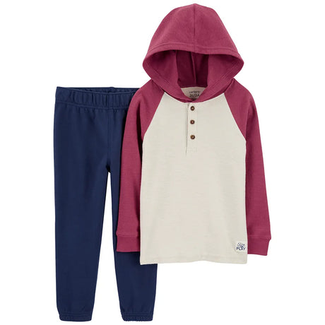 Ensemble 2 pièces bébé : t-shirt Henley à capuche et pantalon
