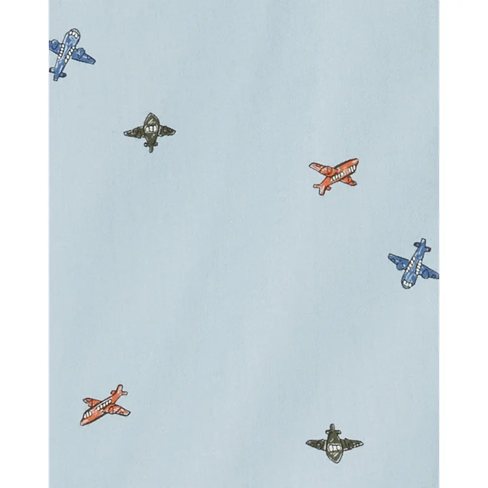 Ensemble 2 pièces bébé : chemise boutonnée motif avion et pantalon
