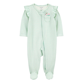 Pyjama dors-bien zippé vichy bébé fille - Coton