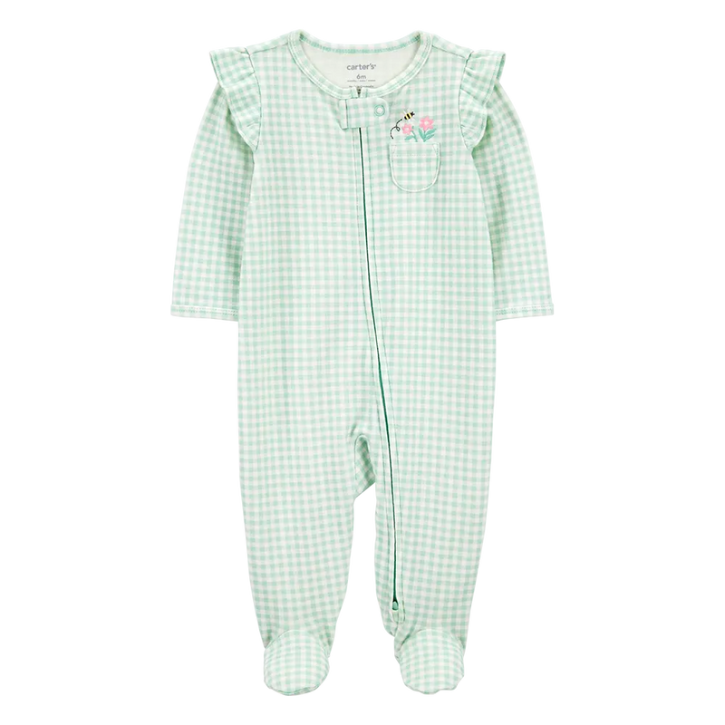 Carter's Baby Girl Zip-Up Cotton Sleeper - Gingham