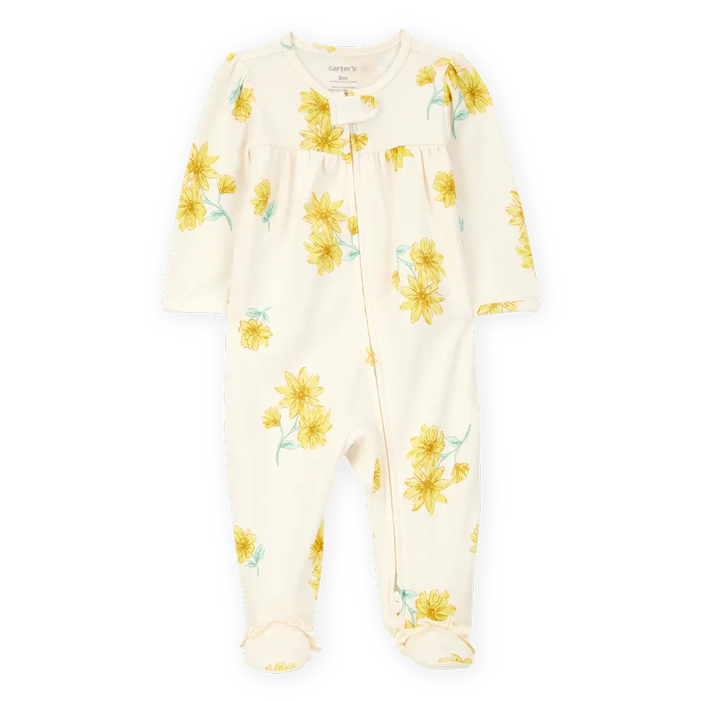 Pyjama dors-bien zippé imprimé floral bébé fille