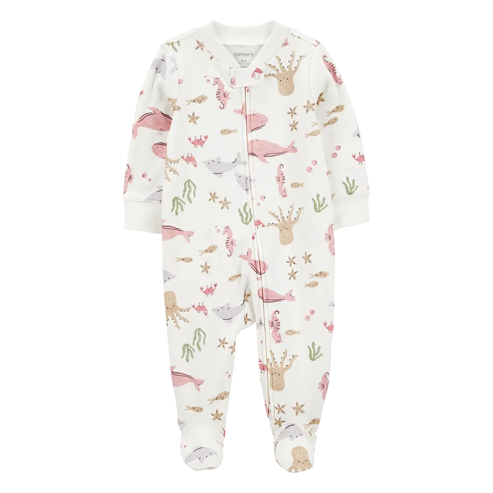 Pyjama dors-bien zippé animaux marins bébé fille