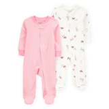 Lot de 2 pyjamas zippés bébé fille - Rose