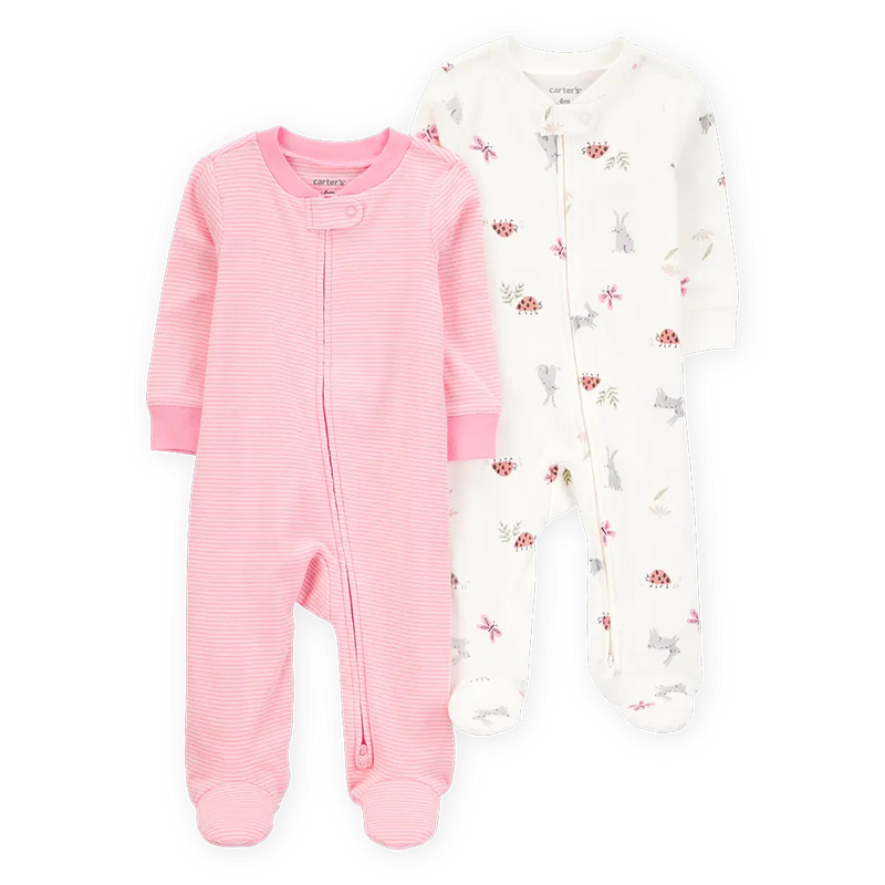 Carter's 2-Pack Baby Girl Zip-Up Sleepers - Pink