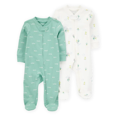 Lot de 2 pyjamas grenouille zippés bébé garçon