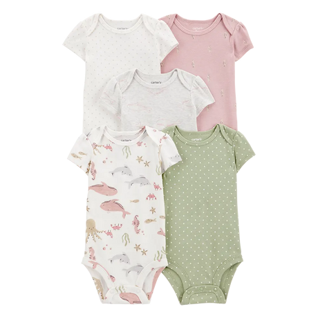 Lot de 5 bodys hippocampe bébé fille