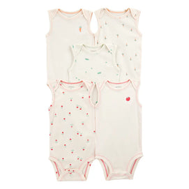 Lot de 5 bodys sans manches légumes bébé - Coton