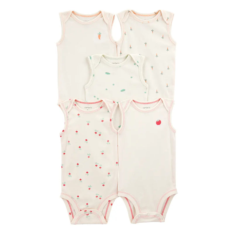 Set de 5 bodys para bebé Carter's - Verduras