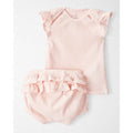 Conjunto de 2 piezas acanalado de algodón orgánico para bebé niña Little Planet - Rosa