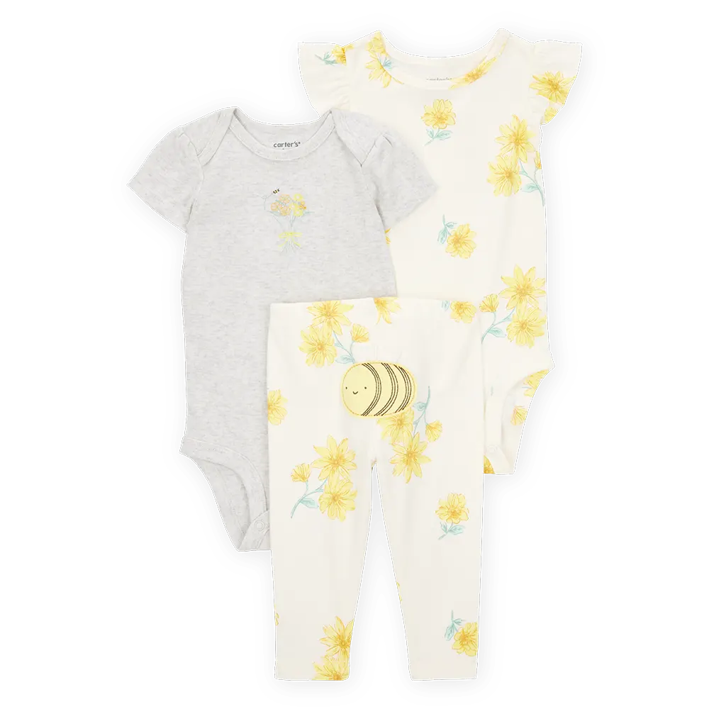 Ensemble 3 pièces abeille pour bébé fille