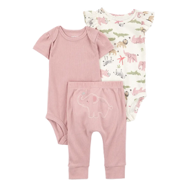 Ensemble 3 pièces éléphant pour bébé fille