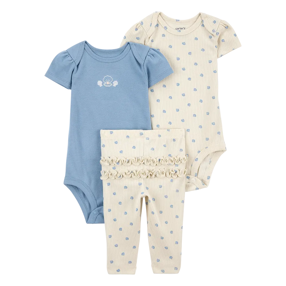Ensemble 3 pièces coquillage pour bébé fille