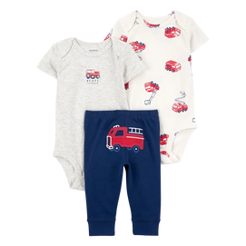 Ensemble 3 pièces camion de pompier bébé garçon