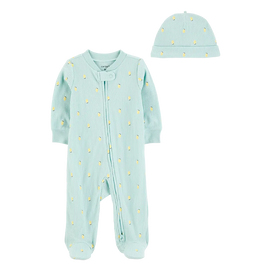 Ensemble pyjama zippé et bonnet citron bébé fille