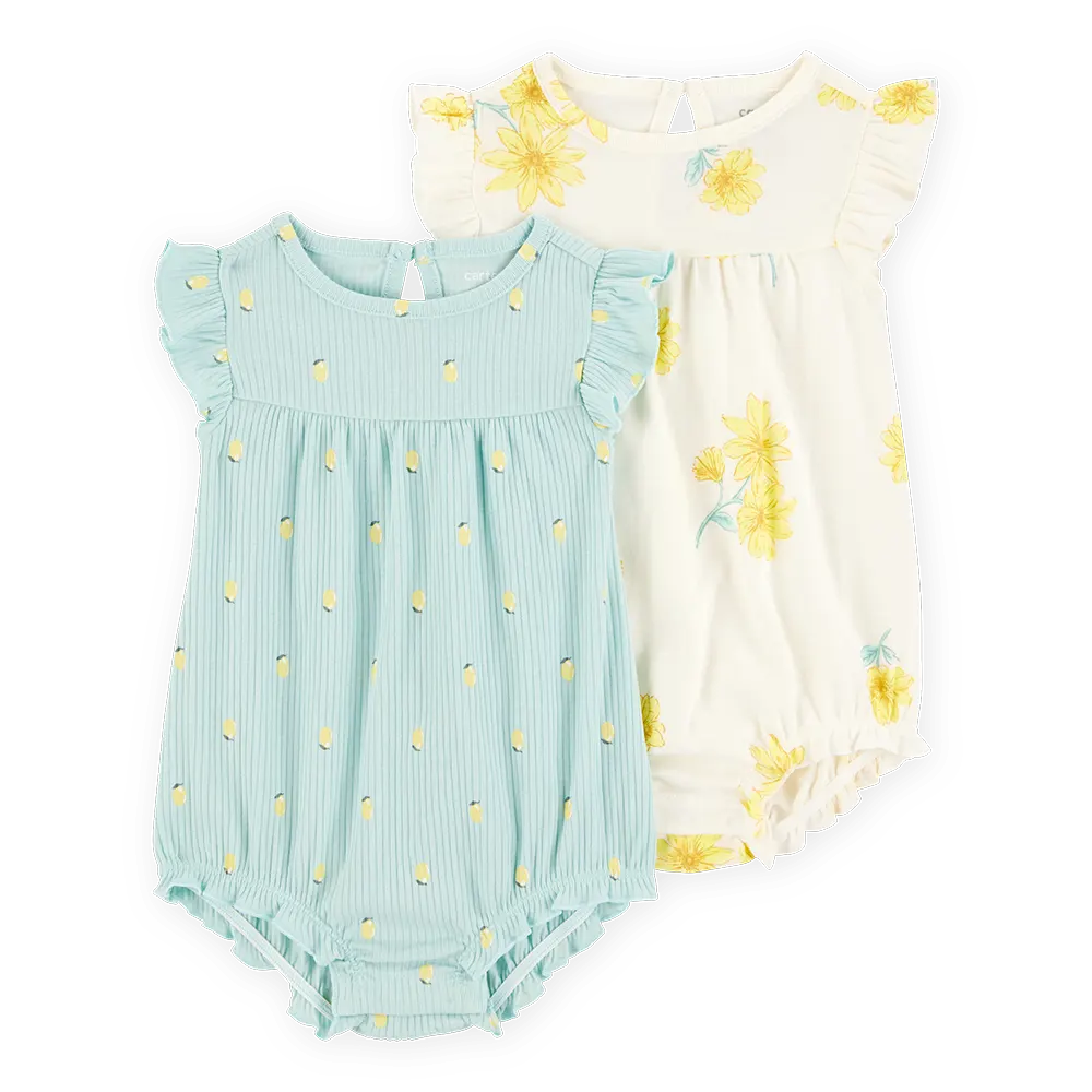 Lot de 2 barboteuses florales bébé fille