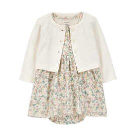 Ensemble robe florale et cardigan bébé fille