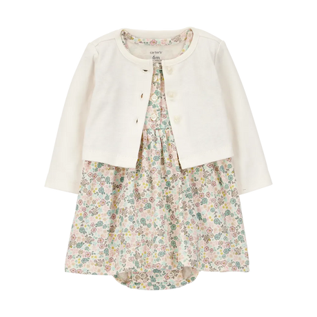 Ensemble robe florale et cardigan bébé fille