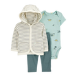 Ensemble 3 pièces à capuche rayé bébé garçon