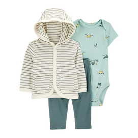 Ensemble 3 pièces à capuche rayé bébé garçon