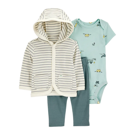 Ensemble 3 pièces à capuche rayé bébé garçon