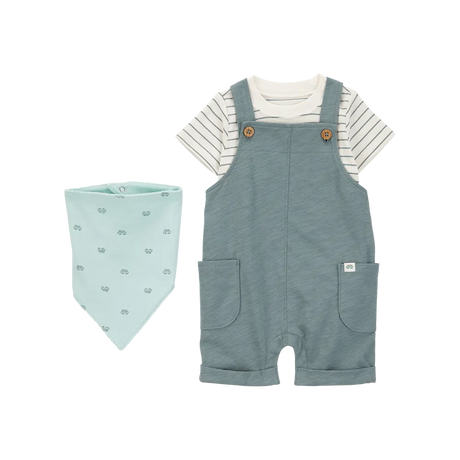 Ensemble salopette courte et bandana rayé bébé garçon