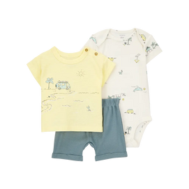 Ensemble 3 pièces plage pour bébé garçon - Coton