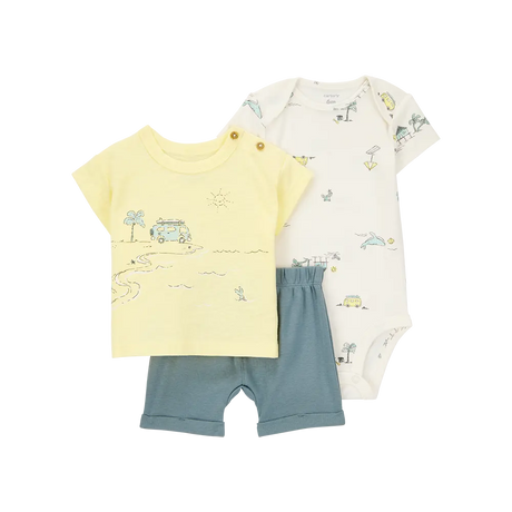 Ensemble 3 pièces plage pour bébé garçon - Coton