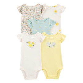 Lot de 5 bodys citron bébé fille - 100% Coton