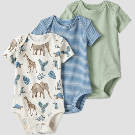 Lot de 3 bodys en coton bio bébé - Unisexe